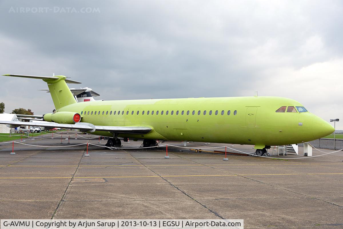 G-AVMU, 1968 BAC 111-510ED One-Eleven C/N BAC.148, Green goddess on display at IWM Duxford. Formerly in British Airways colours, she wears a primer undercoat awaiting repainting.
