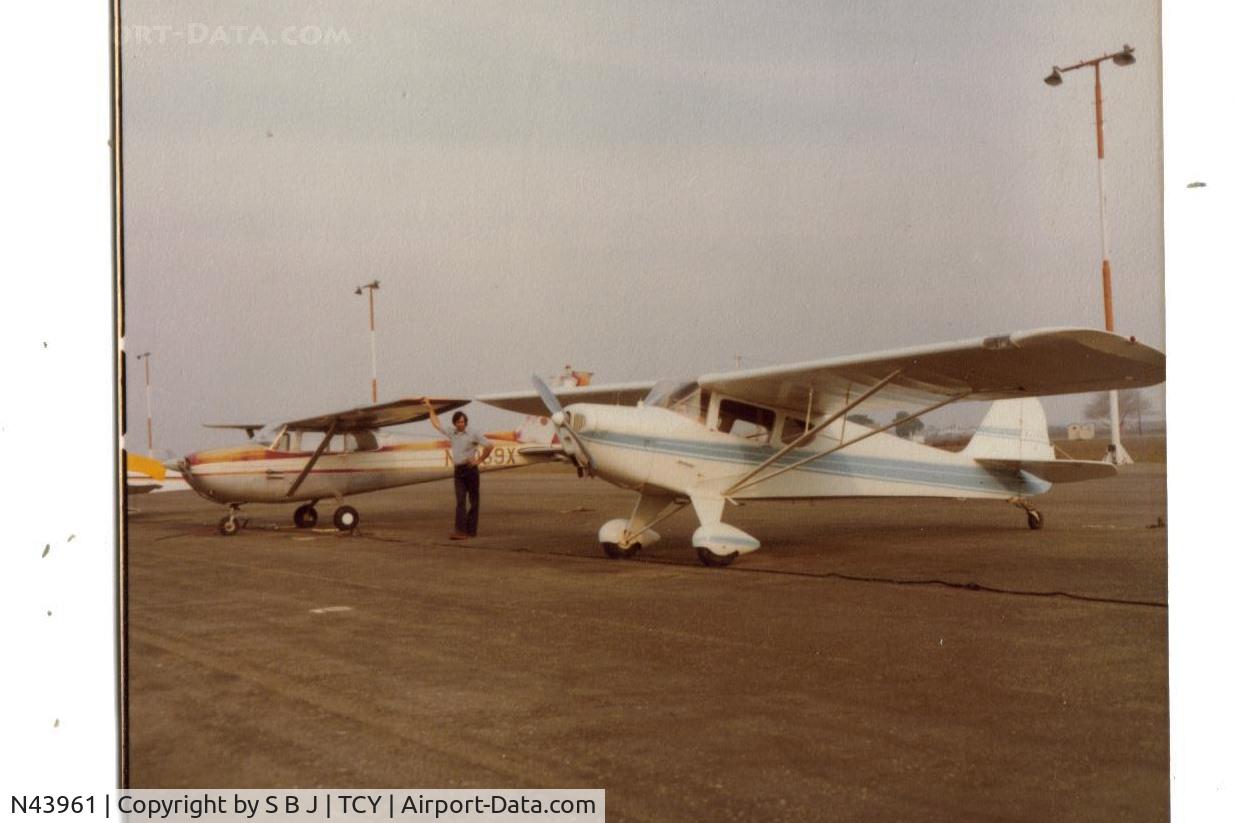 N43961, 1946 Taylorcraft BC12-D C/N 7620, Me and two of my favorite planes from long ago at Tracy,Ca airport.