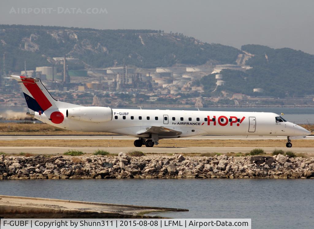 F-GUBF, 2002 Embraer EMB-145MP (ERJ-145MP) C/N 145669, Taxiing holding point rwy 13L for departure...