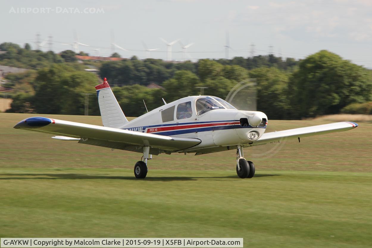 G-AYKW, 1970 Piper PA-28-140 Cherokee C/N 28-26931, Piper PA-28-140 Cherokee, resident at Fishburn Airfield, September 19th 2015.