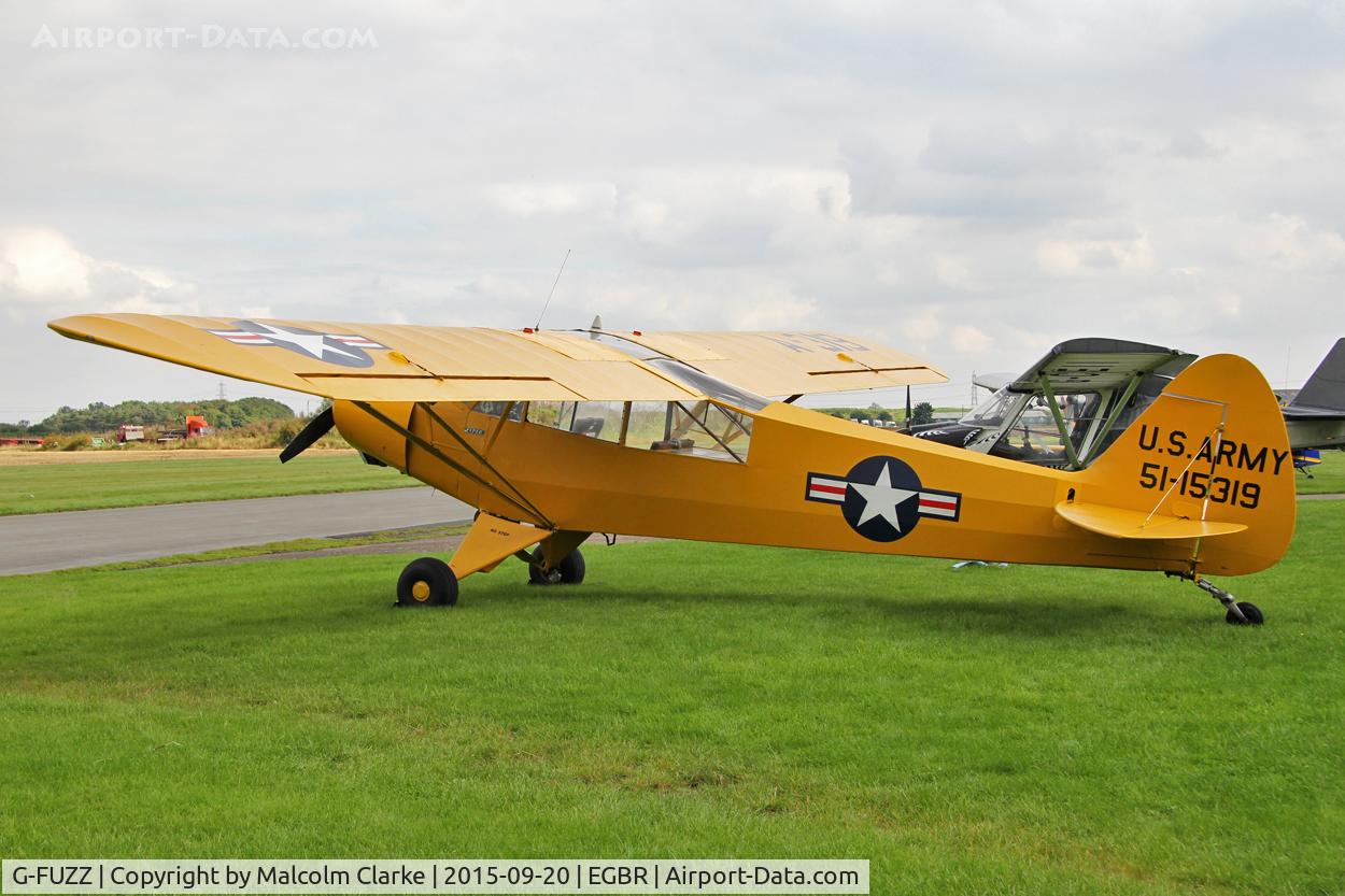 G-FUZZ, 1951 Piper L-18C Super Cub (PA-18-95) C/N 18-1016, Piper L-18C Super Cub (PA-18-95) at The Real Aeroplane Company's Helicopter Fly-In, Breighton Airfield, September 20th 2015.
