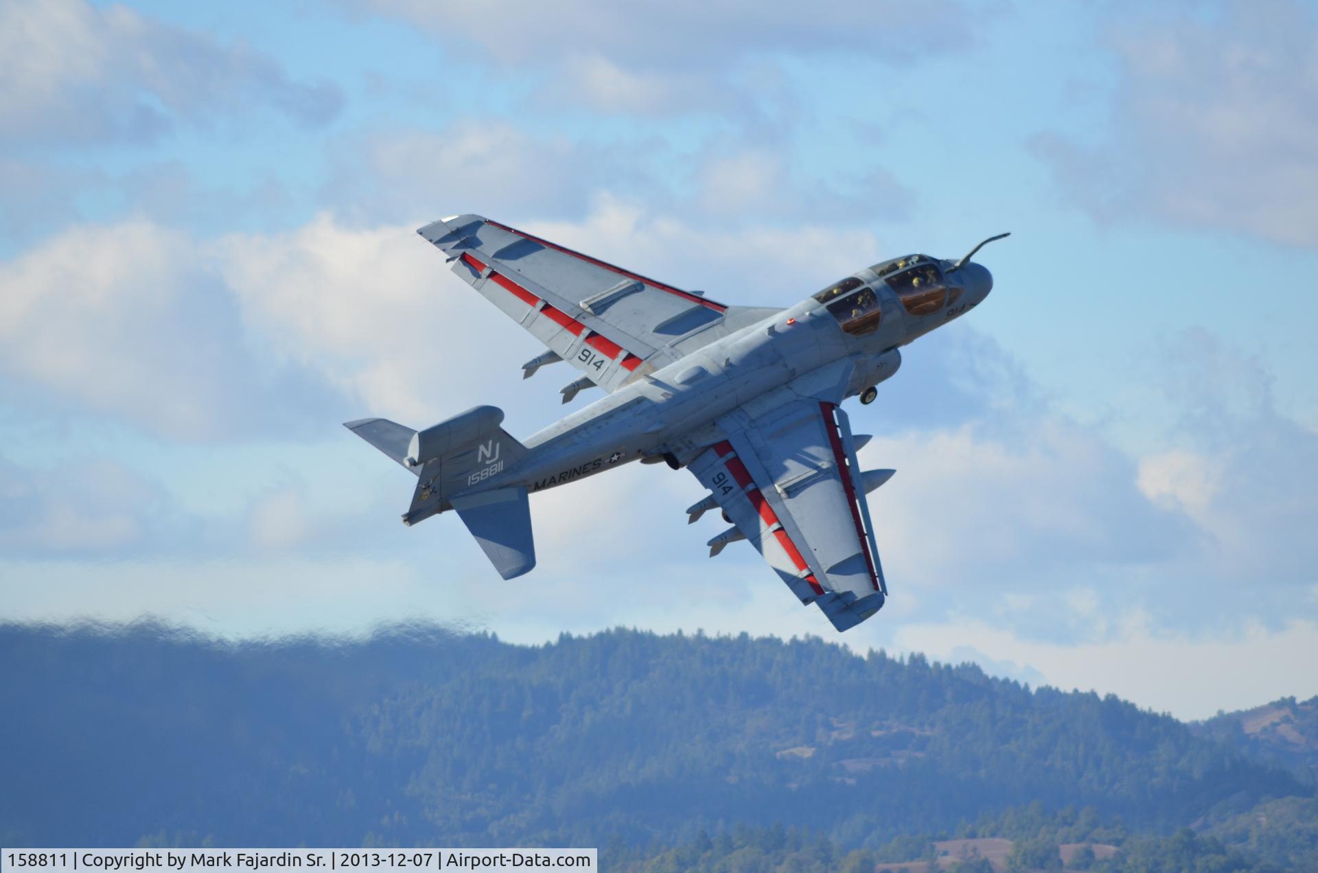 158811, 1974 Grumman EA-6B Prowler C/N P-41, 158811 arrives at the Pacific Coast Air Museum ending 40 years of service with 11,951 flight hours and 18,215 total landings.
