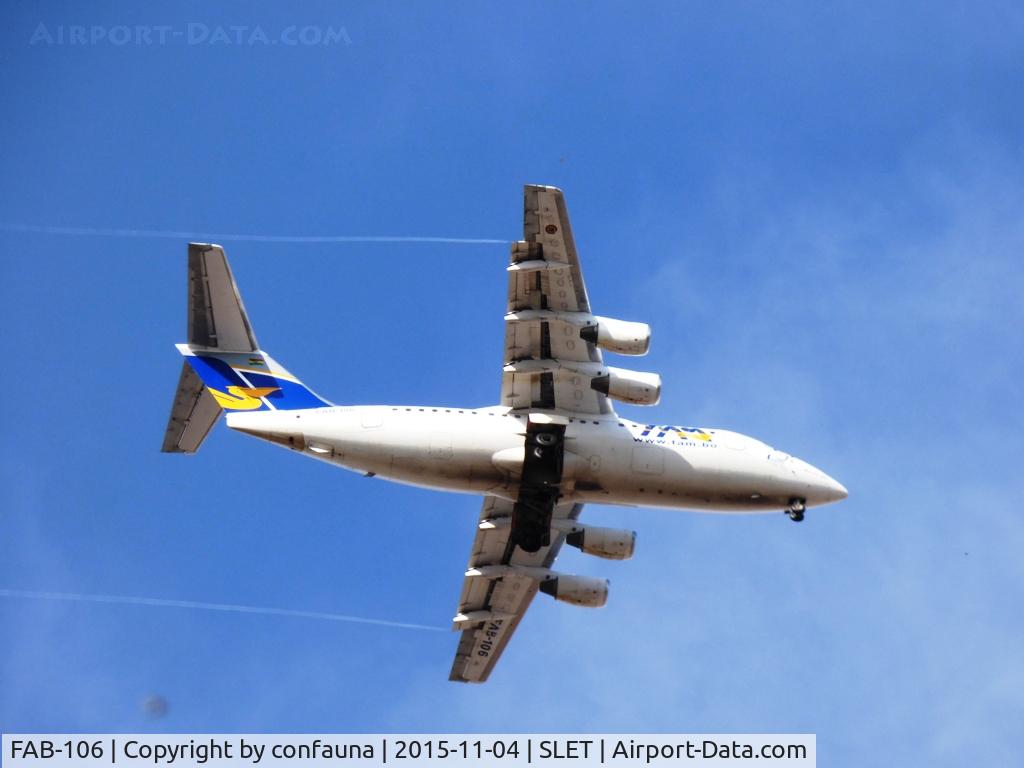 FAB-106, 1985 British Aerospace BAe.146-200 C/N E2048, Arriving to El Trompillo