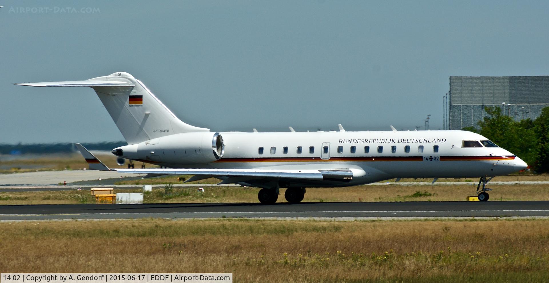 14 02, 2010 Bombardier BD-700-1A11 Global 5000 C/N 9404, Luftwaffe (Bundesrepublik Deutschland cs.), is here taxiing at Frankfurt Rhein/Main