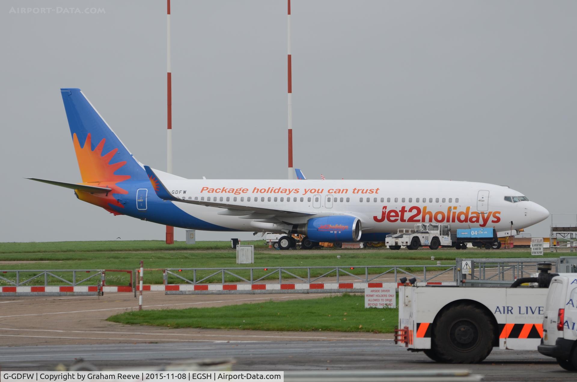 G-GDFW, 2000 Boeing 737-8K5 C/N 27986, Parked at Norwich.