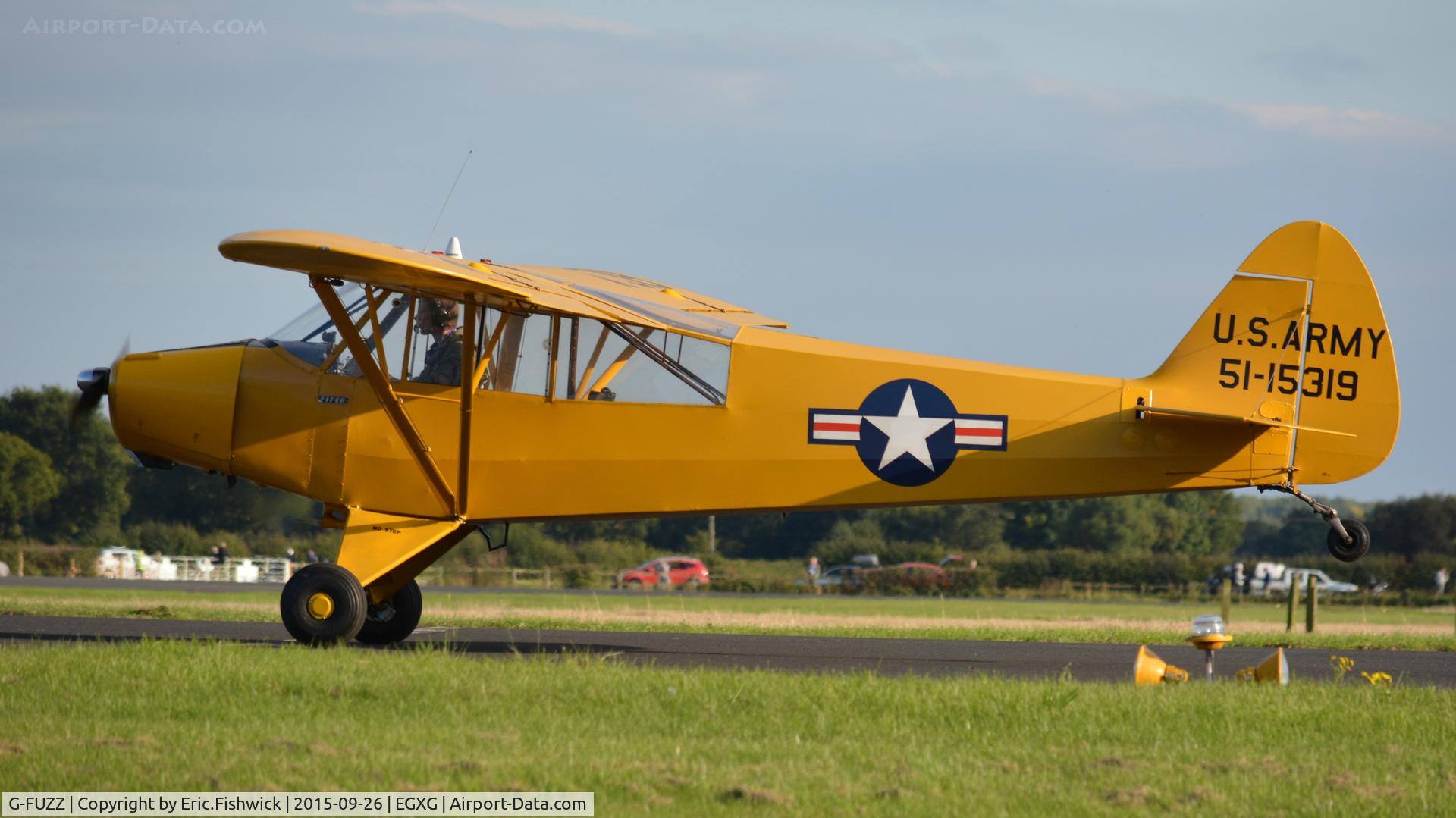 G-FUZZ, 1951 Piper L-18C Super Cub (PA-18-95) C/N 18-1016, 1. G-FUZZ departing The Yorkshire Air Show, Church Fenton, Sept. 2015.