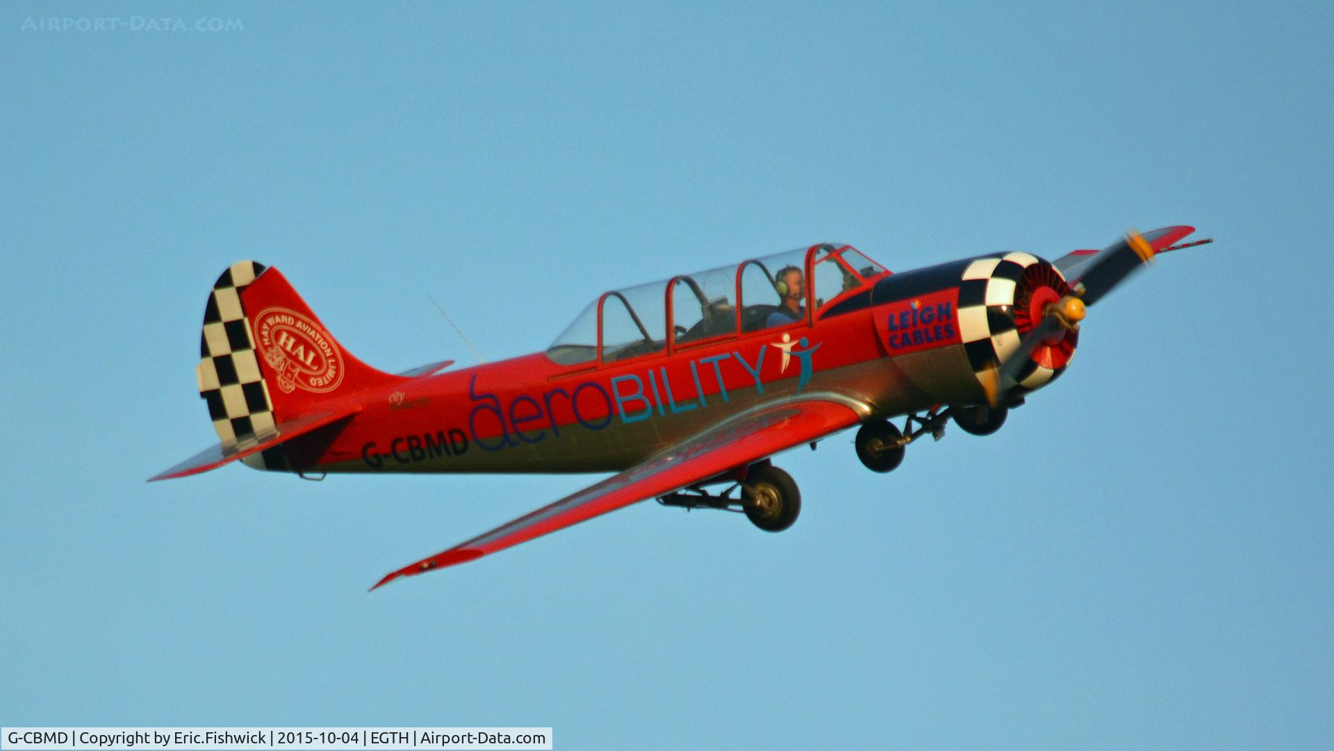 G-CBMD, 1982 Bacau Yak-52 C/N 822710, 43. G-CBMD in display mode at The Shuttleworth 'Uncovered' Airshow (Finale,) Oct. 2015.