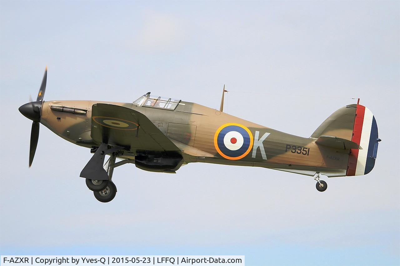 F-AZXR, Hawker Hurricane IIA C/N Not found ZK-TPK, Hawker Hurricane Mk.IIa, Take off, La Ferté-Alais airfield (LFFQ) Airshow 2015