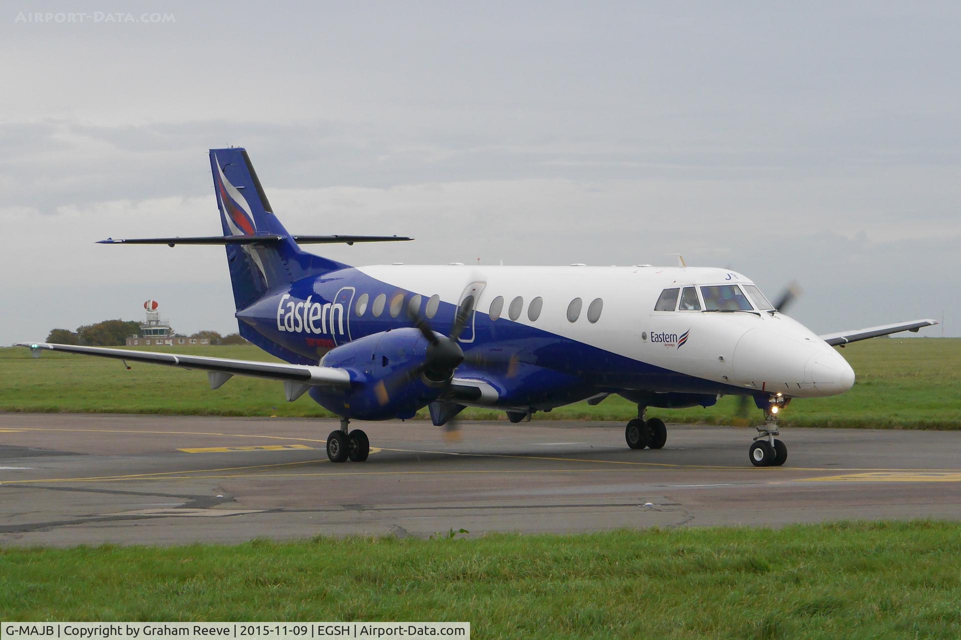 G-MAJB, 1993 British Aerospace Jetstream 41 C/N 41018, Just landed at Norwich.