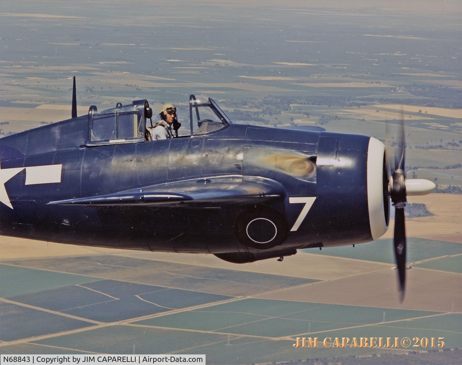 N68843, General Motors (Grumman) FM-2 Wildcat C/N 5805, KEN FAVA'S FM WILDCAT, TRACY AIRPORT TRACY CA. IN THE 1970'S