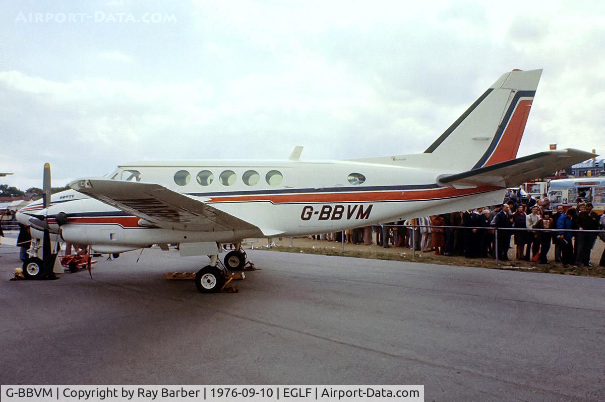 G-BBVM, 1974 Beech A100 King Air C/N B-201, Beech A100 King Air [B-201] Farnborough~G 10/09/1976. From a slide.