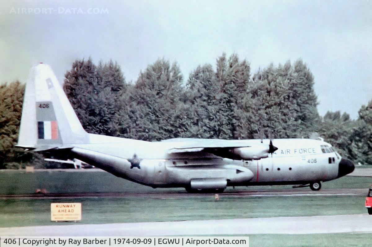 406, 1963 Lockheed C-130BZ Hercules C/N 282-3767, Lockheed C-130BZ Hercules [3767] (South African Air Force) RAF Northolt~G 09/09/1974. From a slide.