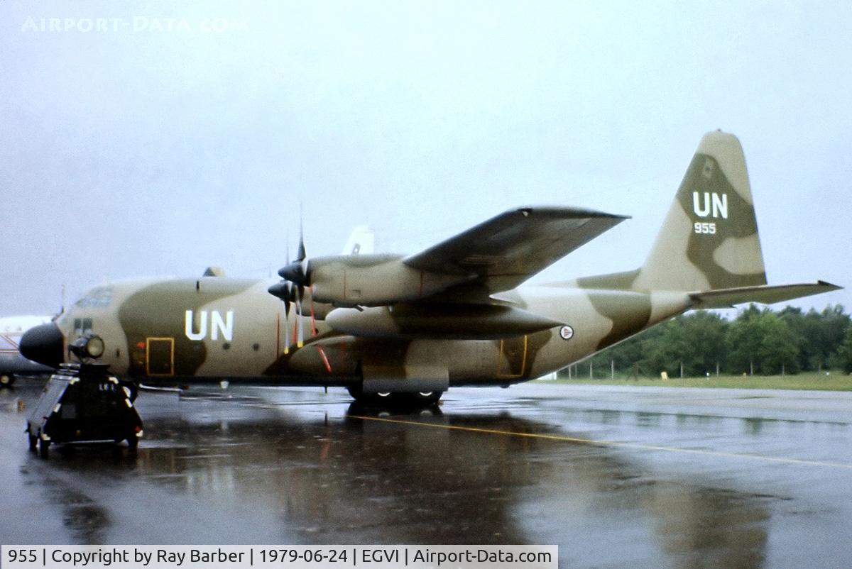 955, 1969 Lockheed C-130H Hercules C/N 382-4337, Lockheed C-130H Hercules [4337] (Royal Norwegian Air Force) RAF Greenham Common~G 24/06/1979. From a slide. Taken during a downpour.