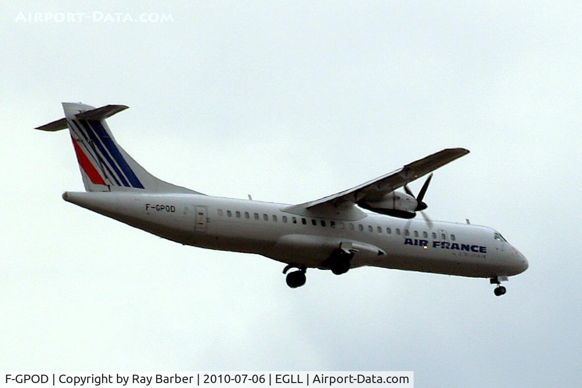 F-GPOD, 1993 ATR 72-202 C/N 361, Aerospatiale ATR-72-202 [361] (Airlinair/Air France) Home~G 06/07/2010. On approach 27L.