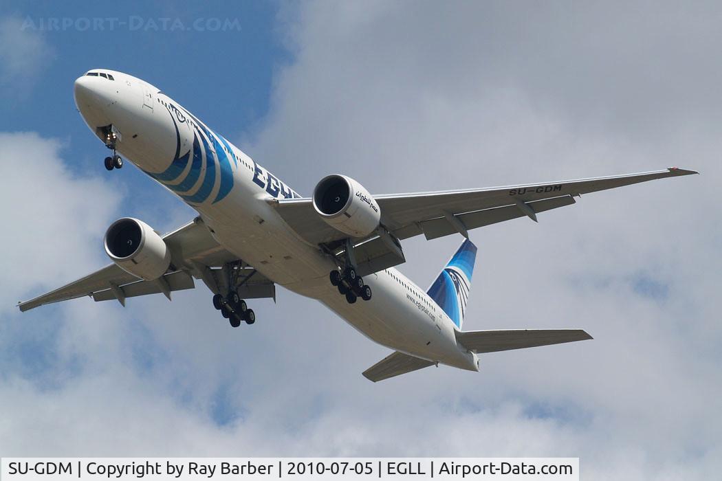 SU-GDM, 2010 Boeing 777-36N/ER C/N 38285, Boeing 777-36NER [38285] (EgyptAir) Home~G 05/07/2010. On approach 27R.