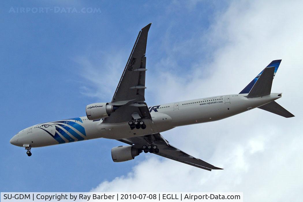 SU-GDM, 2010 Boeing 777-36N/ER C/N 38285, Boeing 777-36NER [38285] (EgyptAir) Home~G 05/07/2010. On approach 27R.