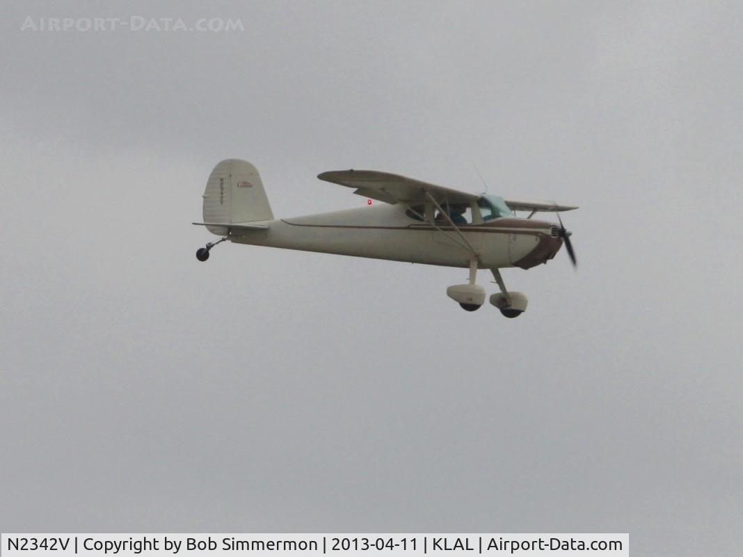 N2342V, 1948 Cessna 140 C/N 14724, Arriving at Lakeland during Sun N Fun 2013