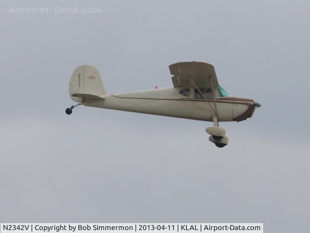 N2342V, 1948 Cessna 140 C/N 14724, Arriving at Lakeland during Sun N Fun 2013