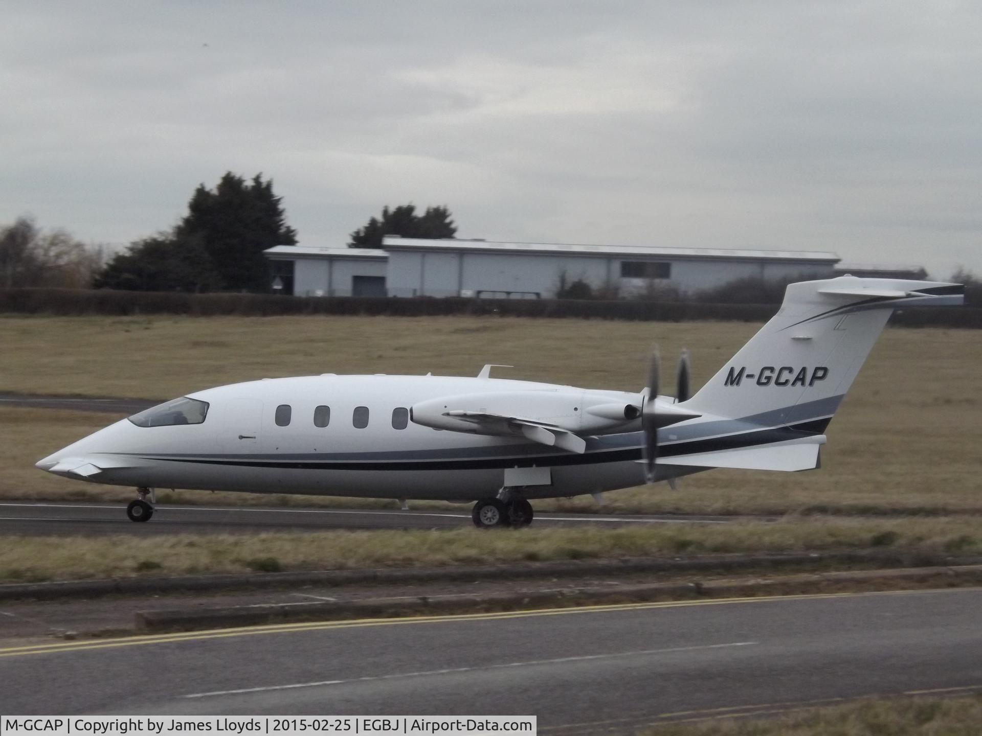 M-GCAP, 2011 Piaggio P-180 Avanti II C/N 1222, M-GCAP is ready for take off runway 27 at Gloucestershire Airport.