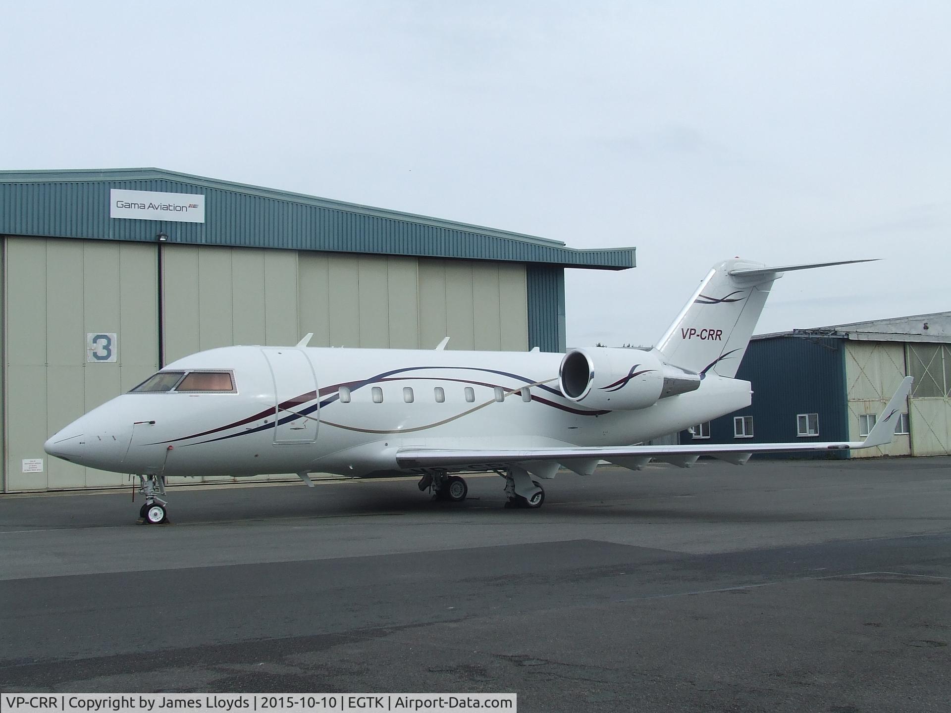 VP-CRR, 1993 Bombardier Challenger 601-3A (CL-600-2B16) C/N 5129, Sat Outside of her hanger at Oxford Airport.