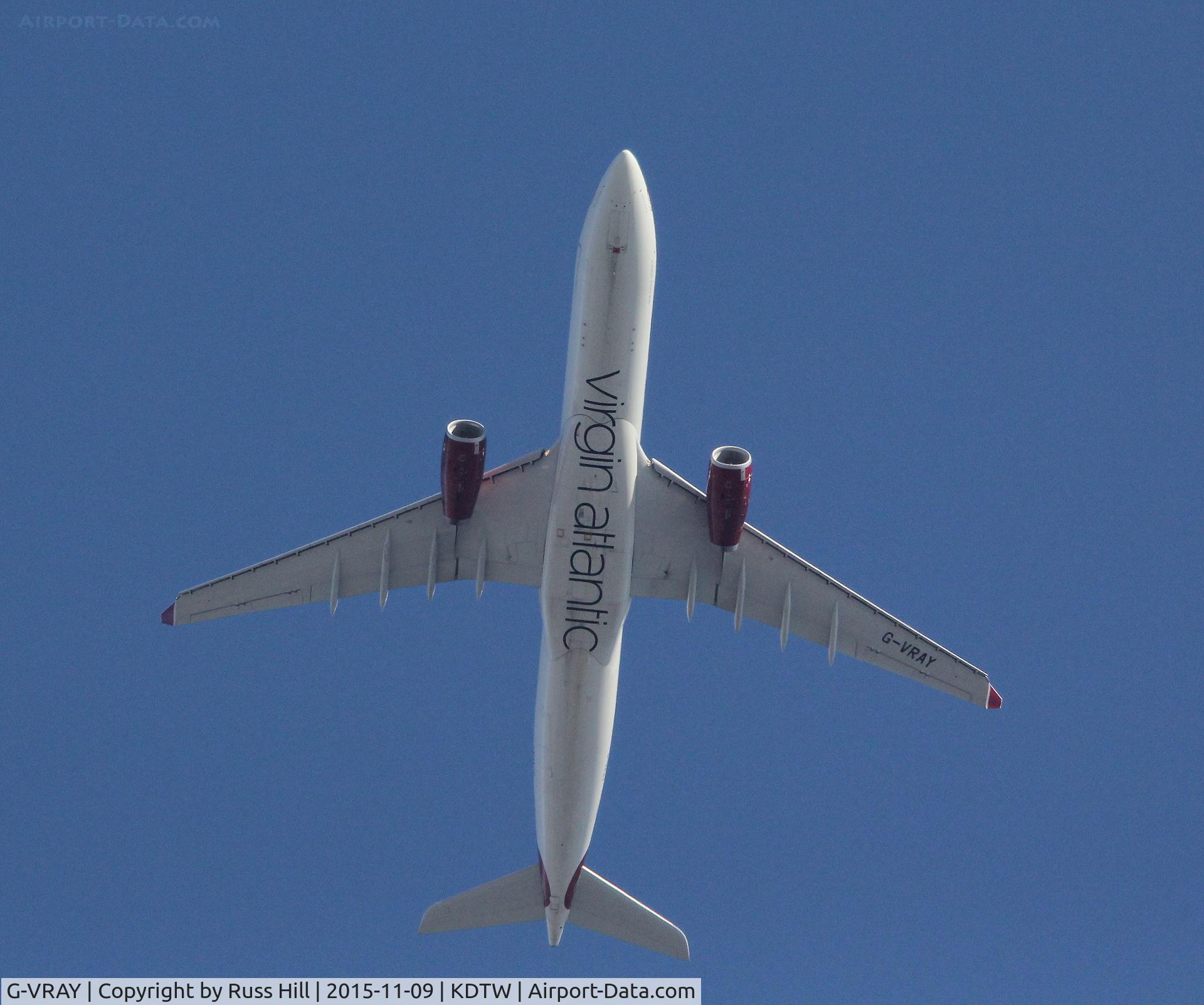 G-VRAY, 2012 Airbus A330-343X C/N 1296, Flight 107, LHR to DTW.  On approach to DTW, about 15 miles out.