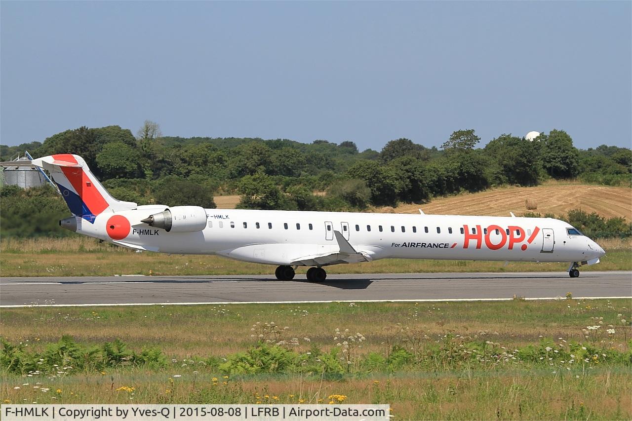 F-HMLK, 2011 Bombardier CRJ-1000EL NG (CL-600-2E25) C/N 19016, Canadair CRJ-1000, Take off run rwy 07R, Brest-Bretagne airport (LFRB-BES)