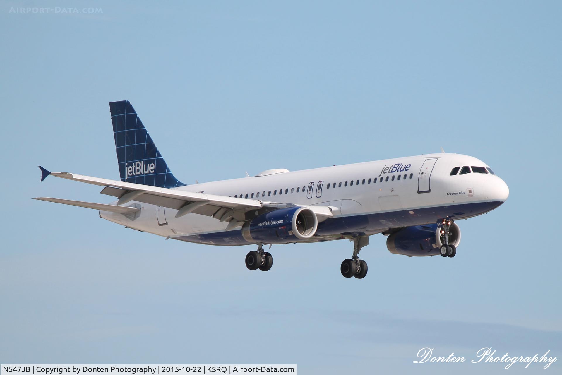 N547JB, 2002 Airbus A320-232 C/N 1849, JetBlue Flight 163 (N547JB) arrives at Sarasota-Bradenton International Airport following flight from John F Kennedy International Airport