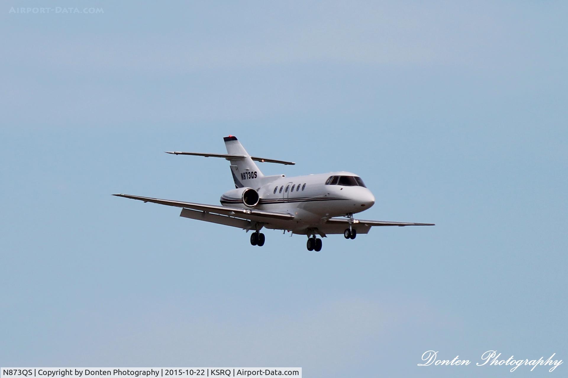 N873QS, 2002 Raytheon Hawker 800XP C/N 258573, Raytheon Hawker 800 (N873QS) arrives at Sarasota-Bradenton International Airport following flight from Cyril E King International Airport
