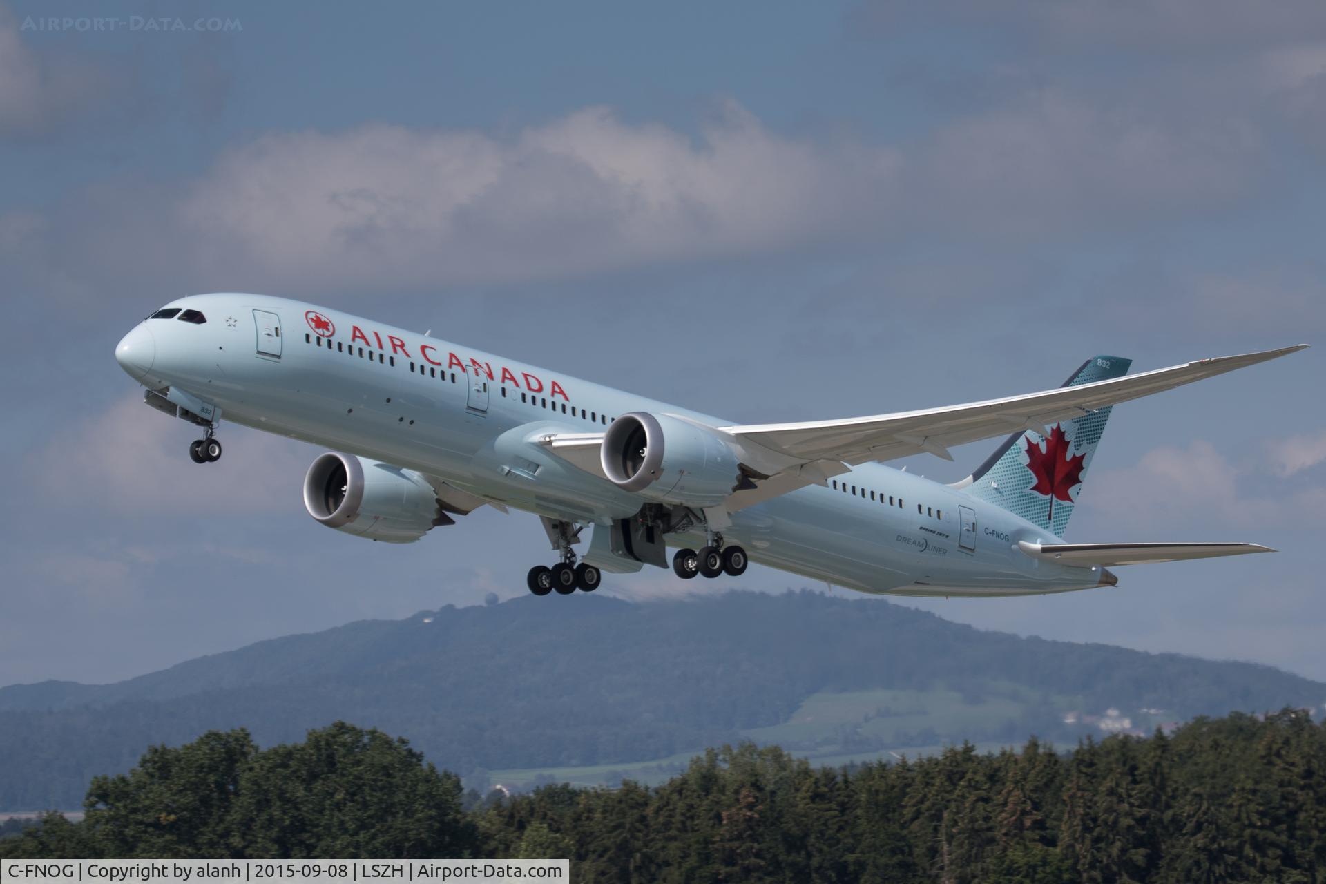C-FNOG, 2015 Boeing 787-9 Dreamliner Dreamliner C/N 35266, Departing Zurich