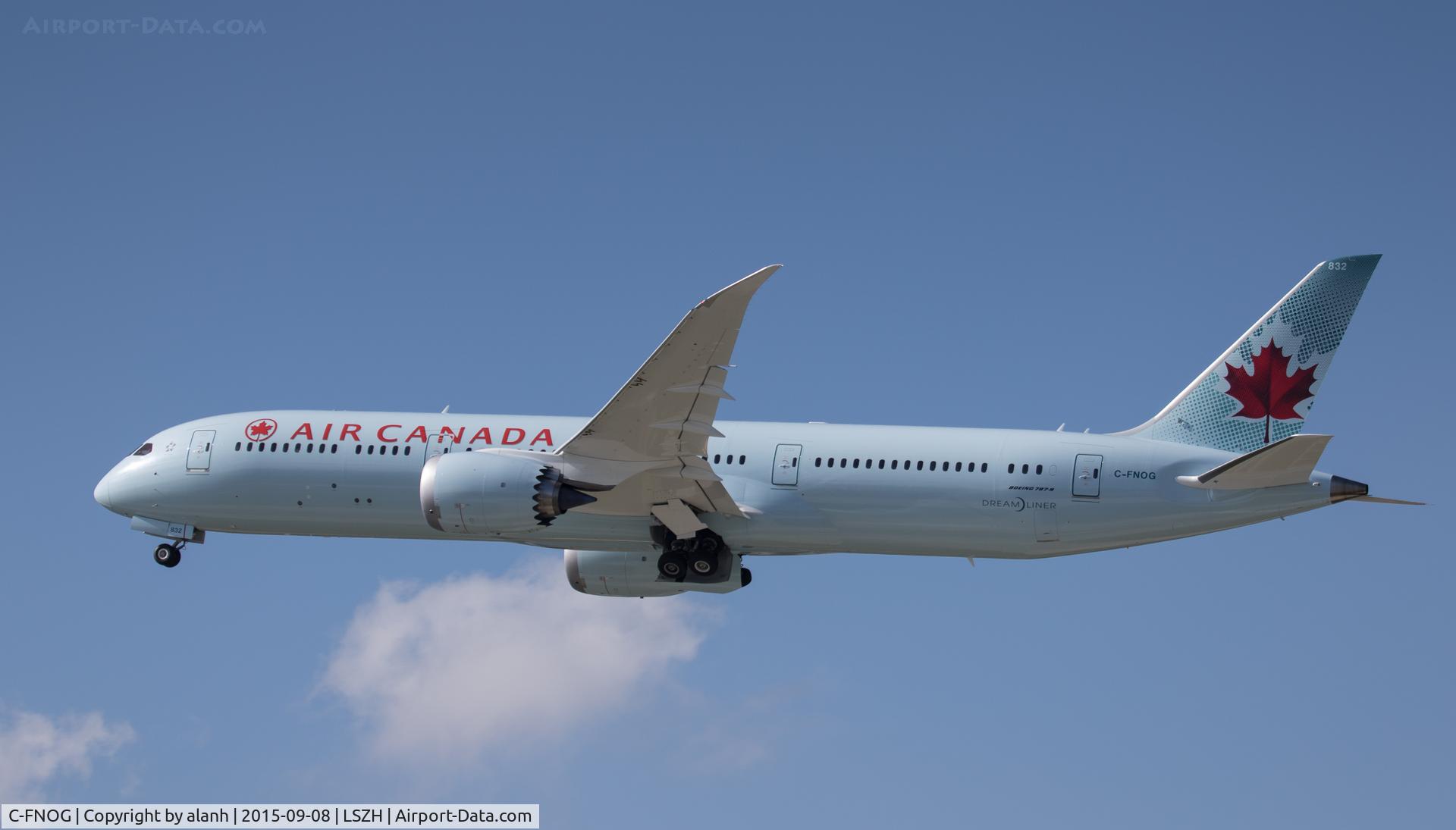 C-FNOG, 2015 Boeing 787-9 Dreamliner Dreamliner C/N 35266, Departing Zurich