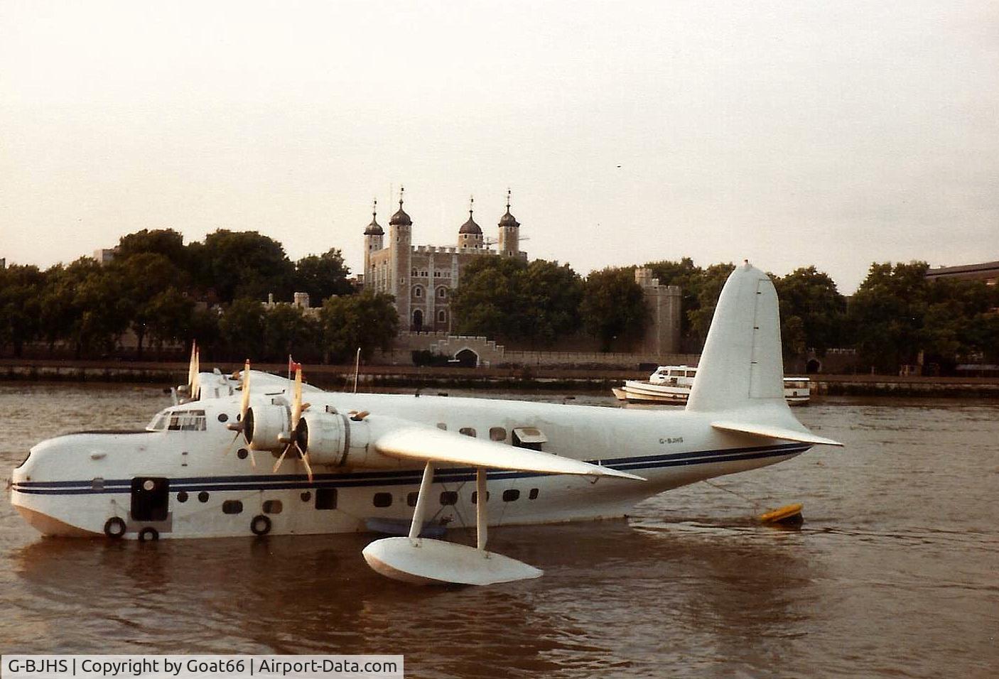 G-BJHS, 1944 Short S.25 Sunderland V C/N SH.113, G-BJHS poses gracefully on the Thames near The Tower of London