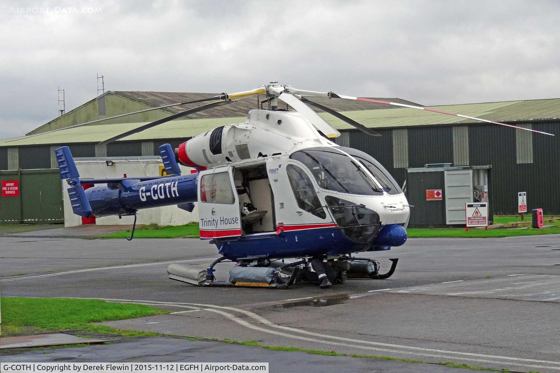 G-COTH, 2001 MD Helicopters MD-900 Explorer C/N 900-00085, Explorer, Specialist Aviation Services Ltd, Gloucestershire Airport Staverton based, previously N7033V, N3PD, N3PD, Leased to Trinity House, seen being worked on.