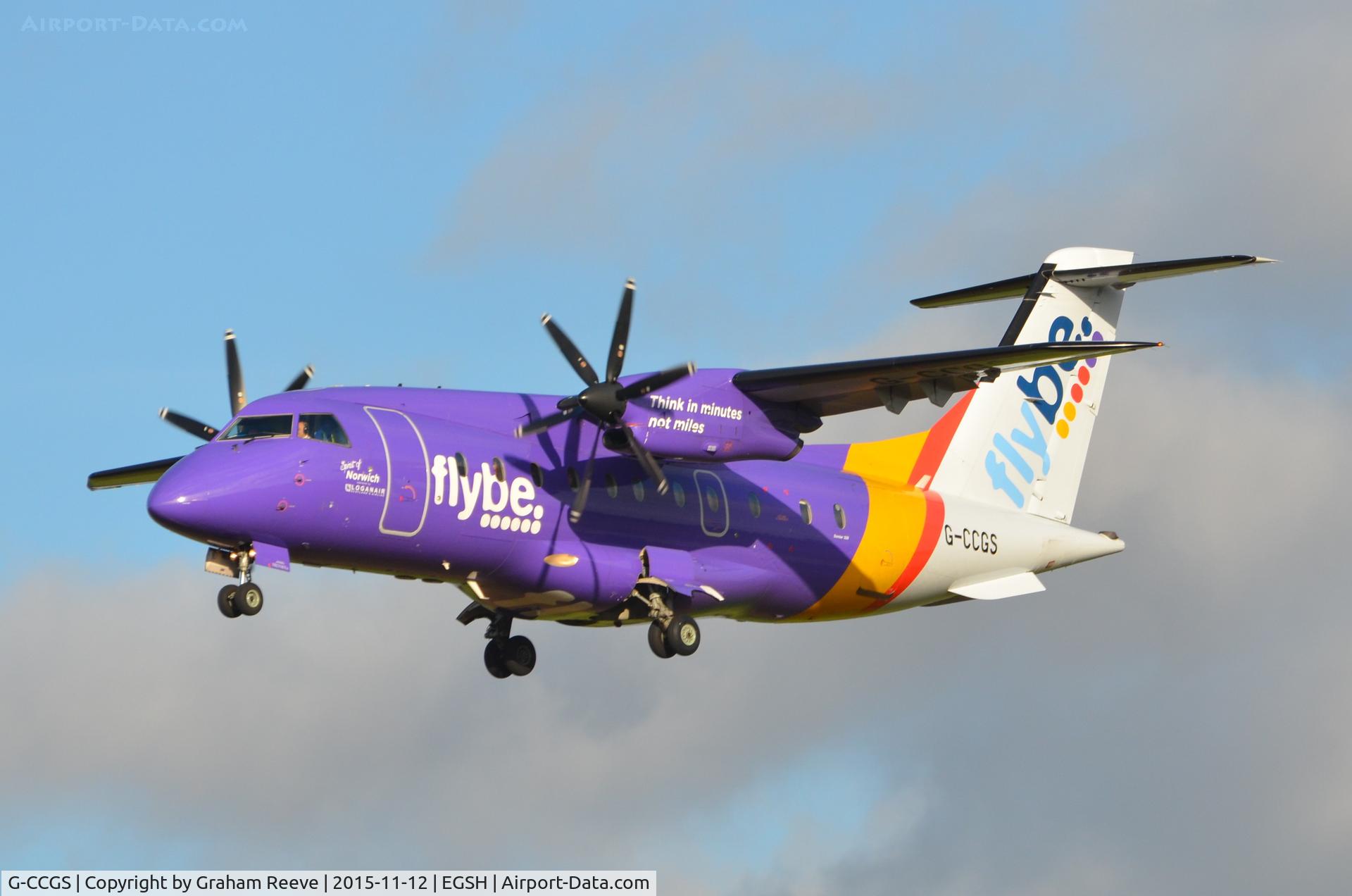 G-CCGS, 1998 Dornier 328-100 C/N 3101, Landing at Norwich.