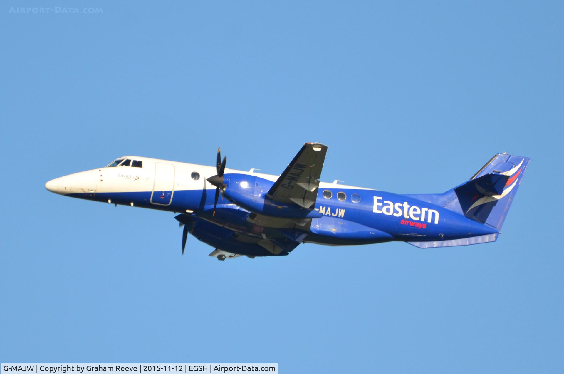 G-MAJW, 1993 British Aerospace Jetstream 41 C/N 41015, Departing from Norwich.