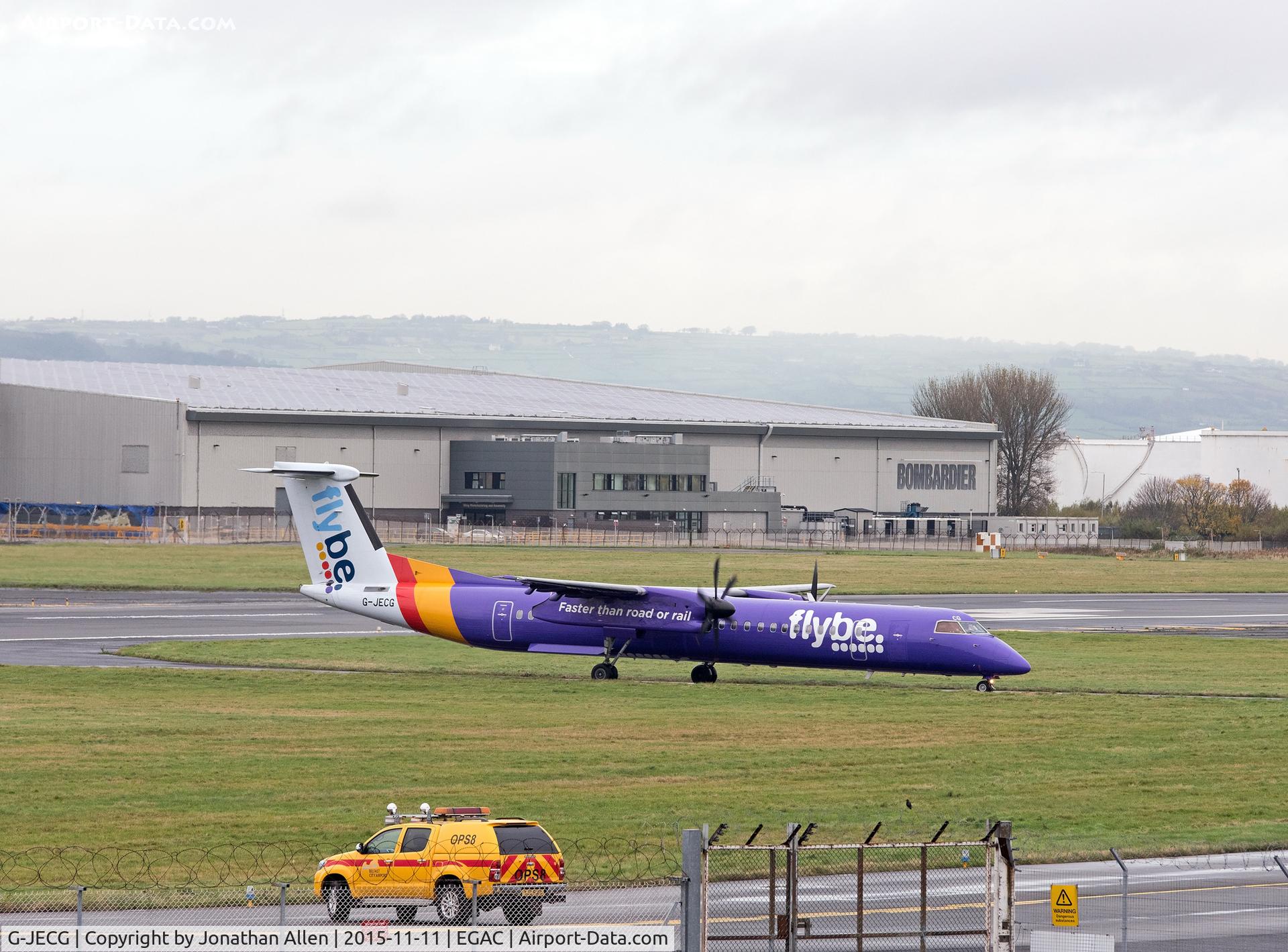 G-JECG, 2004 De Havilland Canada DHC-8-402Q Dash 8 C/N 4098, Arriving at George Best Belfast City Airport.
