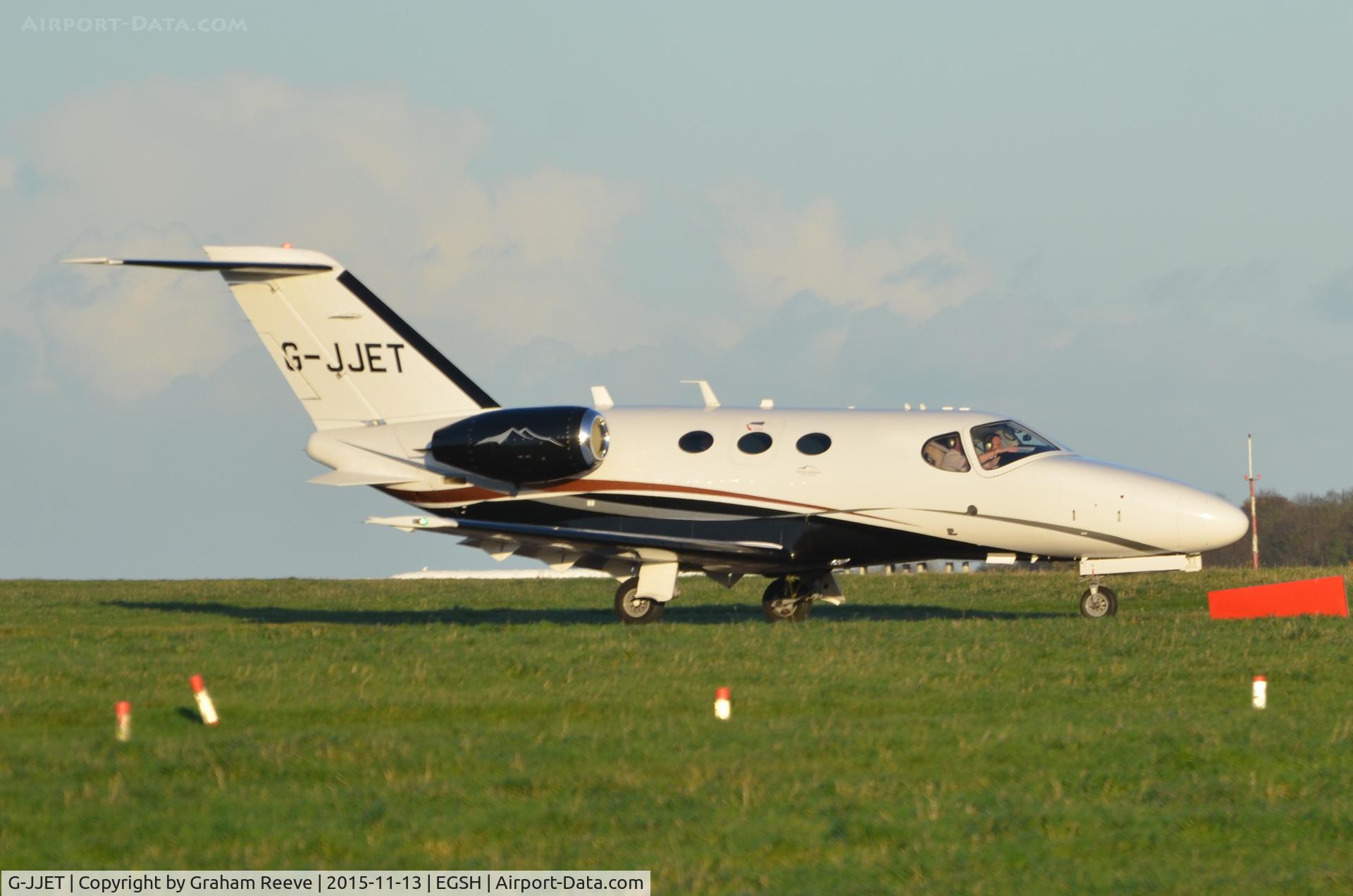 G-JJET, 2011 Cessna 510 Citation Mustang Citation Mustang C/N 510-0390, Just landed at Norwich.