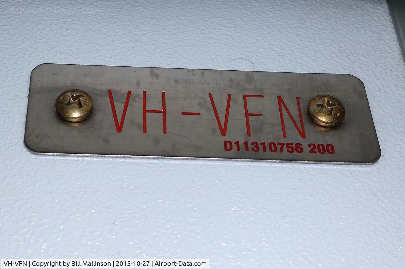 VH-VFN, 2013 Airbus A320-232 C/N 5566, registration plate on entrance bulkhead