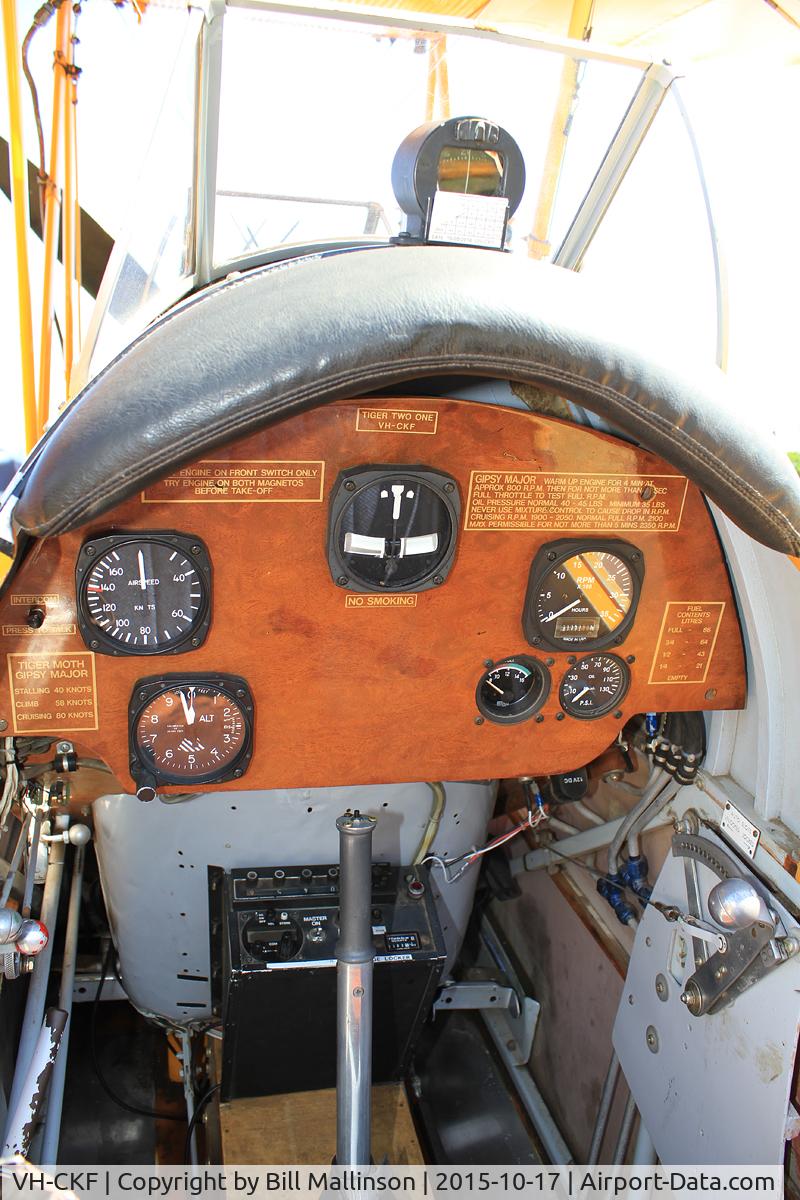VH-CKF, 1941 De Havilland Australia DH-82A Tiger Moth C/N DHA596, cockpit.
2015 Langley Park Fly In, Perth City, Western Australia