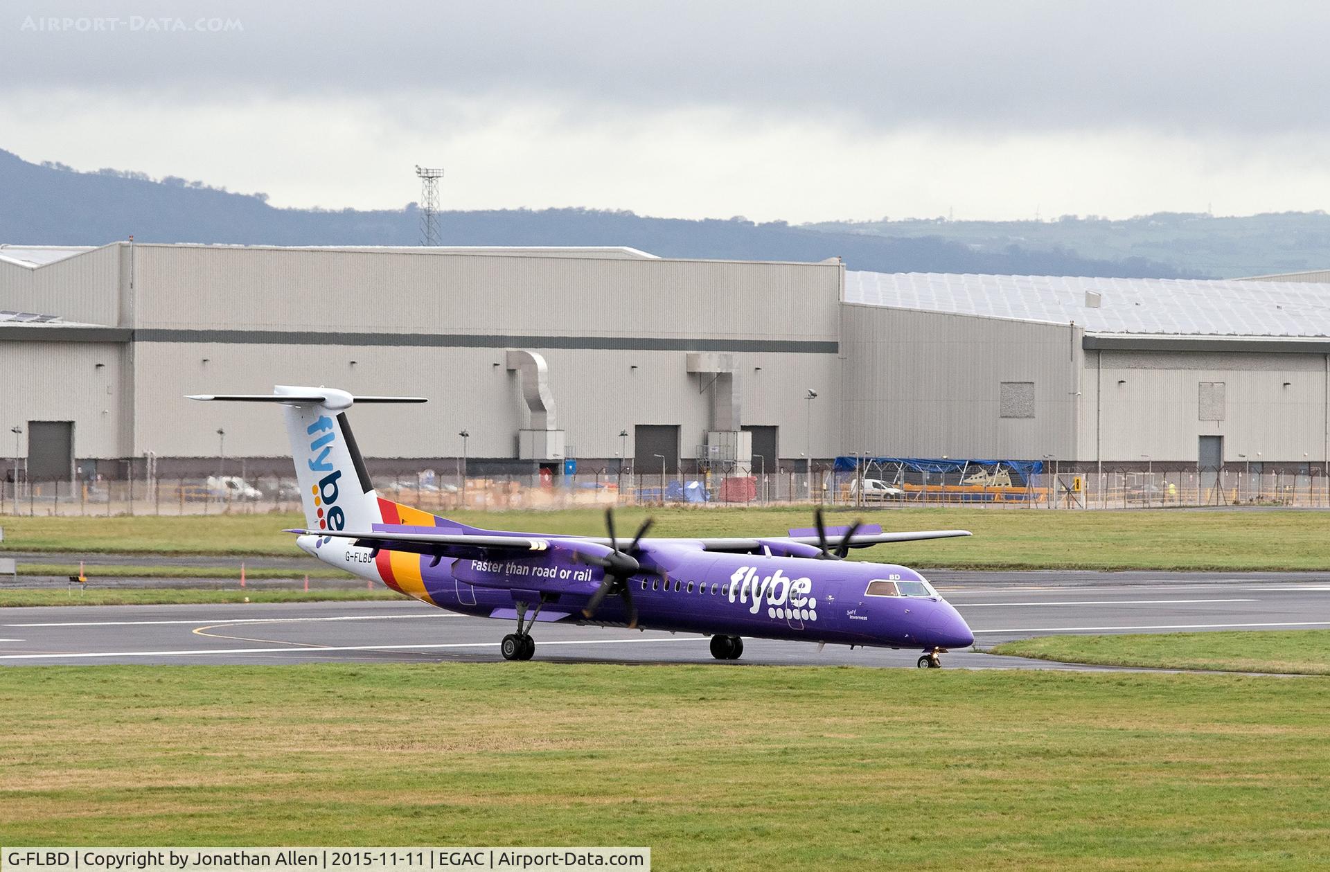 G-FLBD, 2009 De Havilland Canada DHC-8-402Q Dash 8 C/N 4259, Arriving at George Best Belfast City Airport.