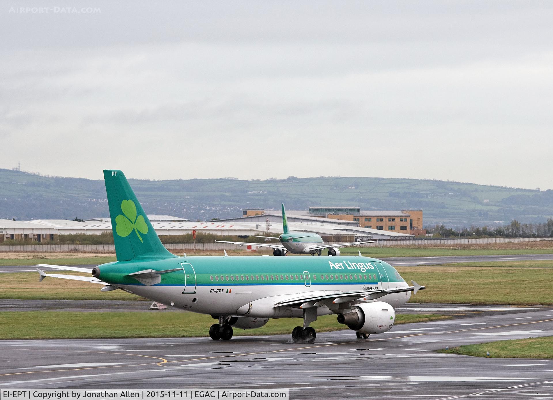 EI-EPT, 2007 Airbus A319-111 C/N 3054, Arriving at George Best Belfast City Airport.