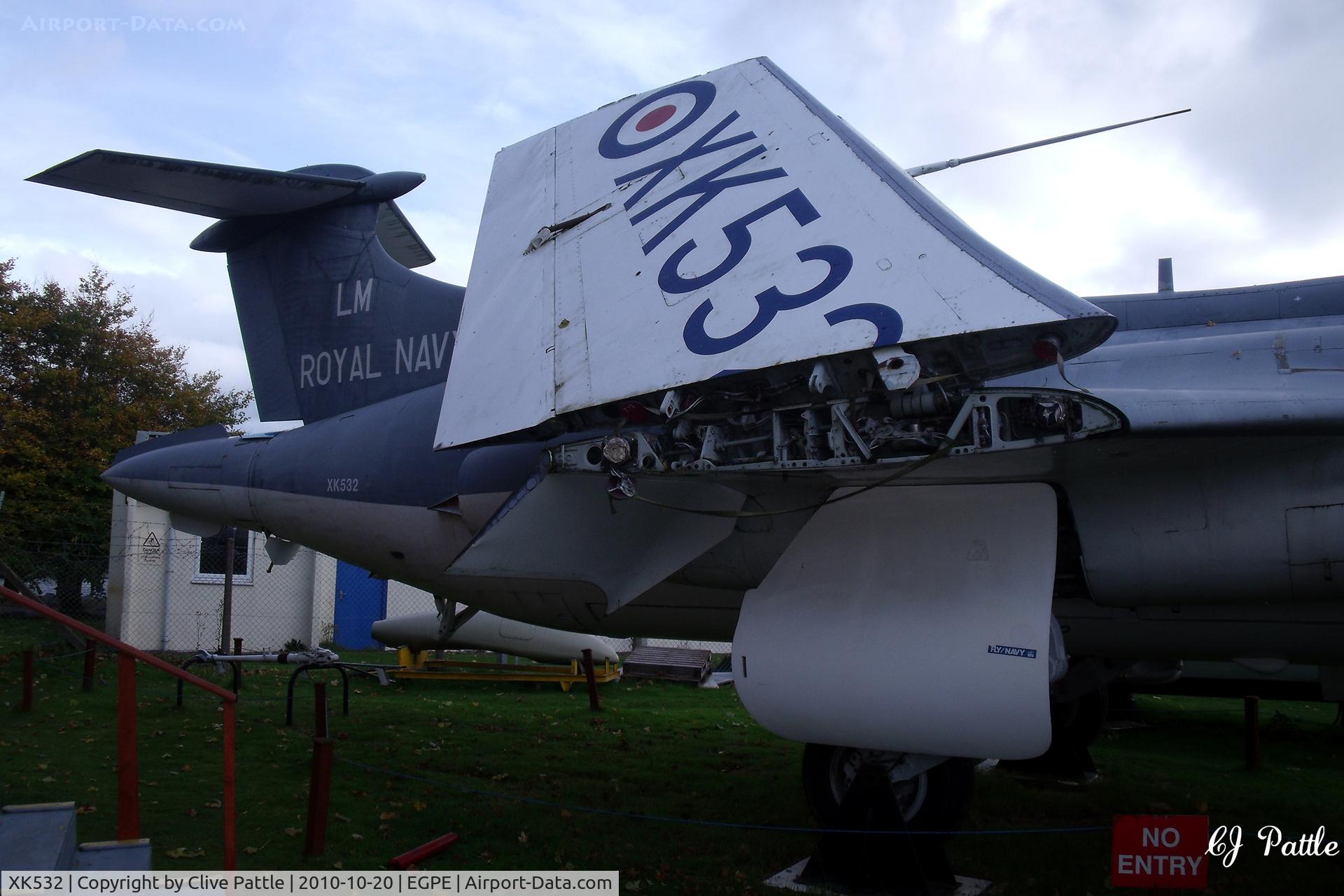 XK532, 1961 Blackburn Buccaneer S.1 C/N B3-06-60, On external display, in its former FAA colours,  at the Highland Aviation Museum located at Inverness airport EGPE Scotland.
