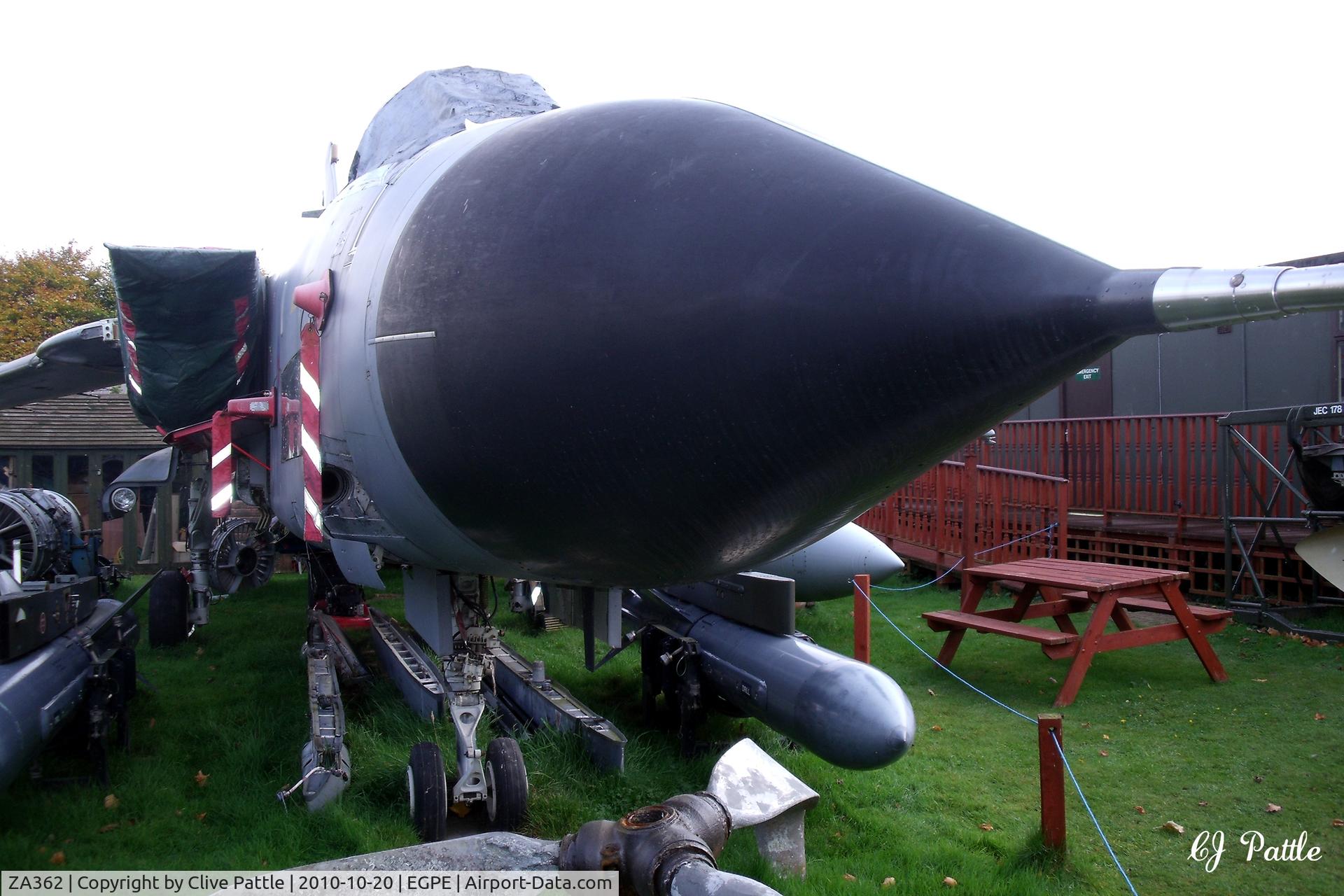 ZA362, 1981 Panavia Tornado GR.1(T) C/N 043/BT012/3023, Close up detail - On external display, coded AJ-F in RAF 617 Sqn colours, at the Highland Aviation Museum located at Inverness airport EGPE Scotland.