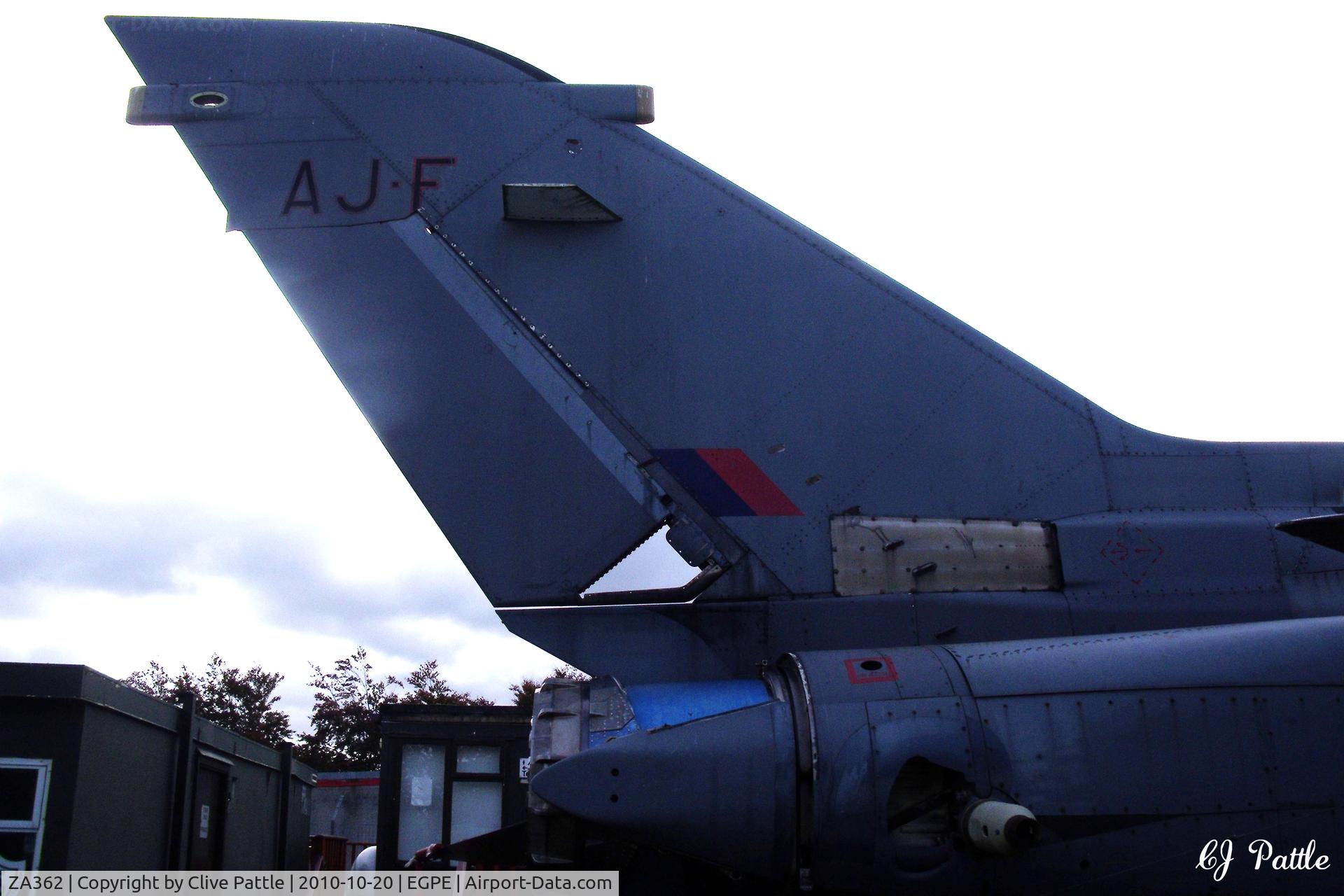 ZA362, 1981 Panavia Tornado GR.1(T) C/N 043/BT012/3023, Close up detail - On external display, coded AJ-F in RAF 617 Sqn colours, at the Highland Aviation Museum located at Inverness airport EGPE Scotland.
