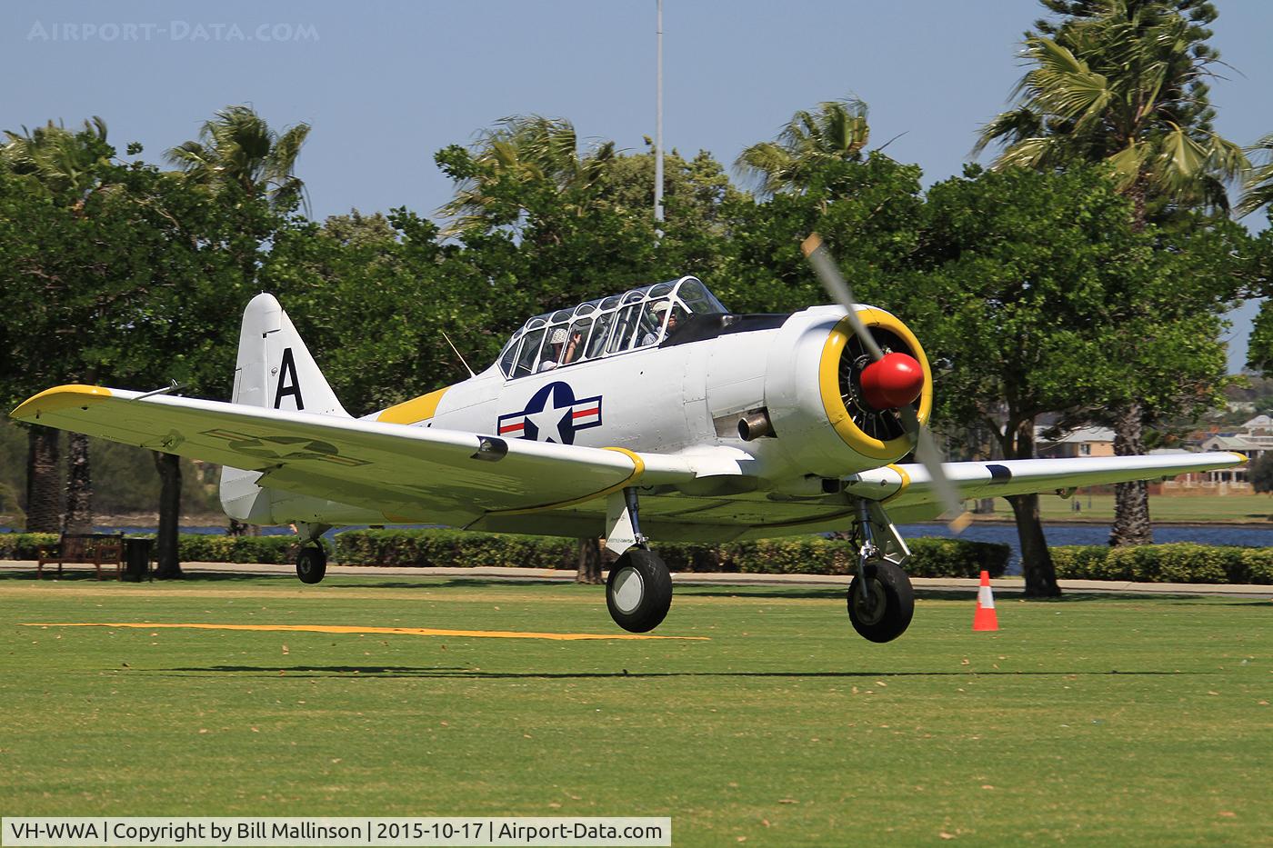 VH-WWA, 1942 North American AT-6D C/N 78-7094, 2015 Langley Park Fly In, Perth City,
Western Australia