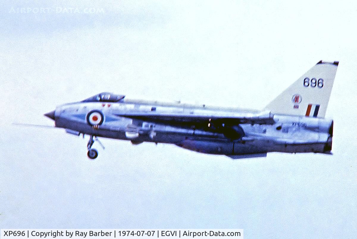 XP696, 1963 English Electric Lightning F.3 C/N 95120, English Electric Lightning F.3 [95120] (Royal Air Force) RAF Greenham Common~G 07/07/1974. From a slide.