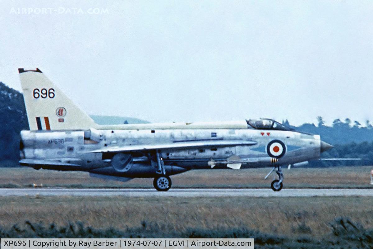 XP696, 1963 English Electric Lightning F.3 C/N 95120, English Electric Lightning F.3 [95120] (Royal Air Force) RAF Greenham Common~G 07/07/1974. From a slide.