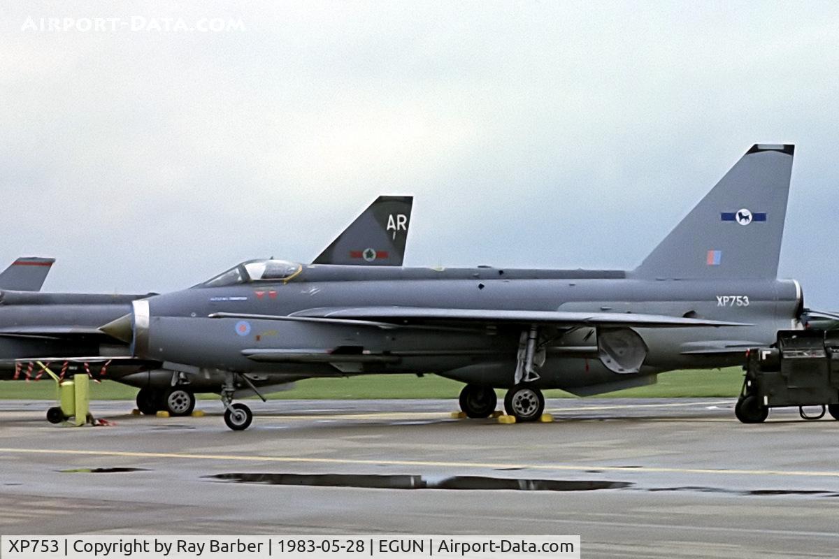 XP753, 1964 English Electric Lightning F.3 C/N 95182, English Electric Lightning F.3 [95181] (Royal Air Force) RAF Mildenhall~G 28/05/1983. From a slide.