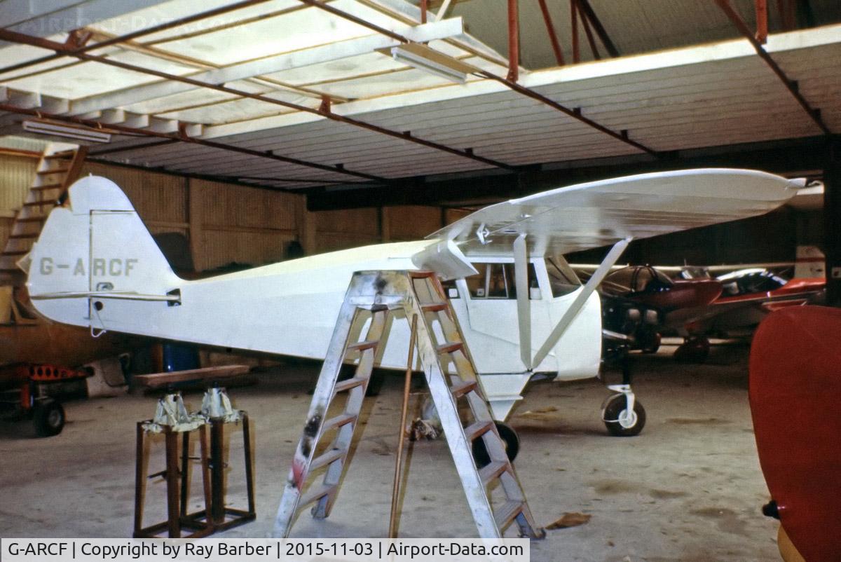G-ARCF, 1956 Piper PA-22-150 Caribbean C/N 22-4563, Piper PA-22-150 Tri-Pacer [22-4563] (Place and date unknown @1974). From a slide.