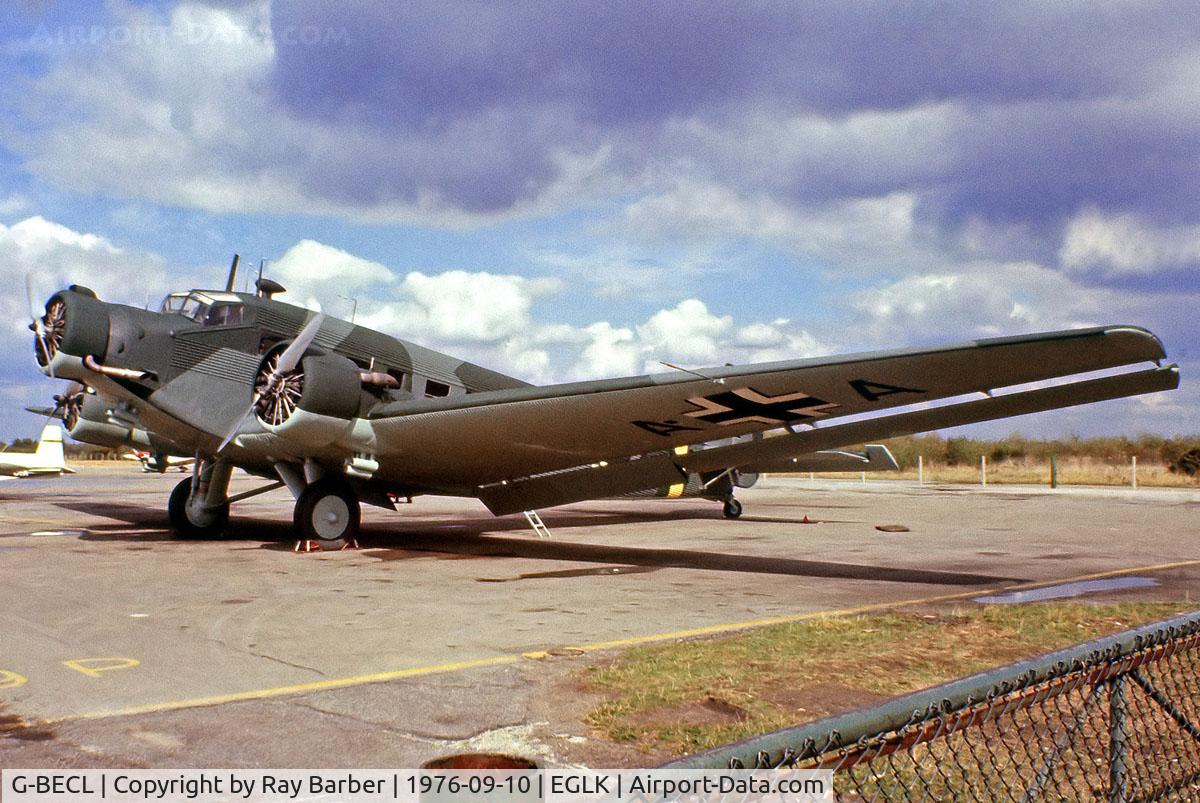 G-BECL, 1952 Junkers (CASA) 352L (Ju-52) C/N 103, Junkers CASA 352L [103] Blackbushe~G 10/9/76. From a slide.