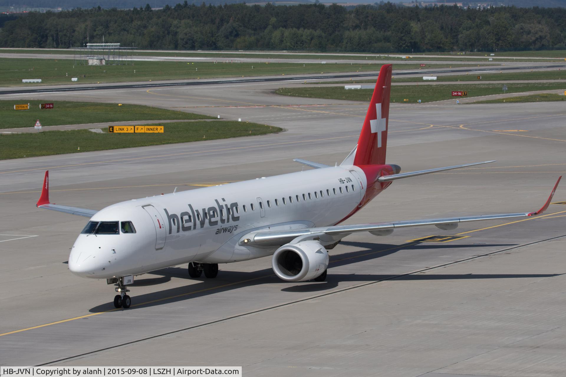 HB-JVN, 2009 Embraer 190LR (ERJ-190-100LR) C/N 19000285, Taxying to stand